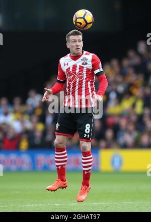 Steven Davis di Southampton in azione durante la partita della Premier League al Vicarage Road Stadium di Londra. Data foto 4 marzo 2017 Pic David Klein/Sportimage via PA Images Foto Stock