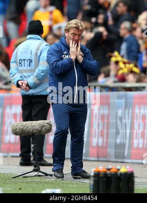 Stuart McCall di Bradford è in preda alla sminata partita della League One Play-off Final al Wembley Stadium di Londra. Data foto: 20 maggio 2017. Il credito PIC dovrebbe essere: David Klein/Sportimage via PA Images Foto Stock