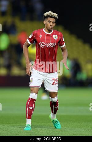 Il Lloyd Kelly di Bristol City è in azione durante la partita di Coppa Carabao al Vicarage Road Stadium di Watford. Data foto 22 agosto 2017. Il credito dovrebbe essere: David Klein/Sportimage via PA Images Foto Stock