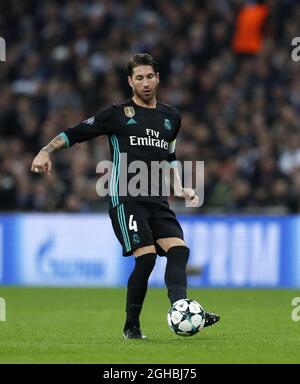 Sergio Ramos del Real Madrid in azione durante la partita del Champions League Group H al Wembley Stadium di Londra. Data foto: 1 novembre 2017. Il credito dovrebbe essere: Andrew Yates/Sportimage via PA Images Foto Stock