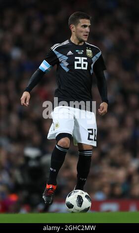 Fabricio Bustos dell'Argentina durante la partita internazionale amichevole all'Etihad Stadium, Manchester. Data foto: 23 marzo 2018. Il credito dovrebbe essere: Simon Bellis/Sportimage via PA Images Foto Stock