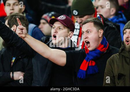 I tifosi della CSKA durante la prima tappa della finale del quarto della UEFA Europa League all'Emirates Stadium di Londra. Data foto 5 aprile 2018. Il credito d'immagine dovrebbe leggere: Charlie Forgham-Bailey/Sportimage via PA Images Foto Stock