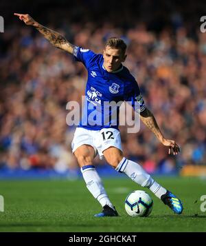 Lucas Digne di Everton durante la partita della Premier League al Goodison Park Stadium di Liverpool. Data foto 16 settembre 2018. Il credito dovrebbe essere: Matt McNulty/Spaltimage via PA Images Foto Stock