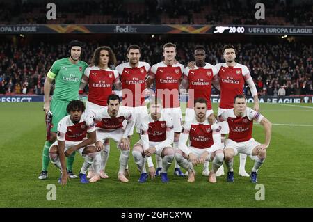 Gruppo di squadra dell'Arsenal prima della partita di Europa League, Gruppo e all'Emirates Stadium di Londra. Data foto: 8 novembre 2018. Il credito dovrebbe essere: David Klein/Sportimage via PA Images Foto Stock