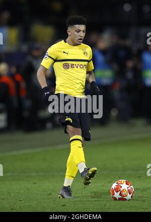 Jadon Sancho di Dortmund durante la partita della UEFA Champions League Round di sedici partite al Signal Iduna Park Stadium di Dortmund. Data foto: 5 marzo 2019. Il credito dovrebbe essere: David Klein/Sportimage via PA Images Foto Stock