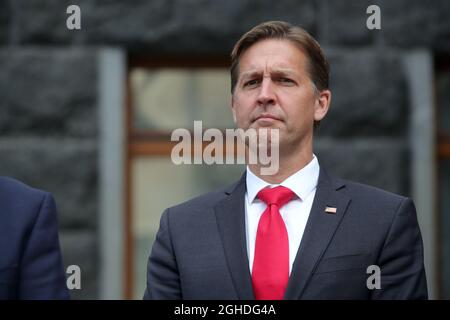 KIEV, UCRAINA - 06 SETTEMBRE 2021 - il senatore statunitense ben Sasse è raffigurato durante il briefing a seguito dell'incontro con il presidente ucraino Volodymyr Zelenskyy, Kiev, capitale dell'Ucraina Credit: Ukrinform/Alamy Live News Foto Stock