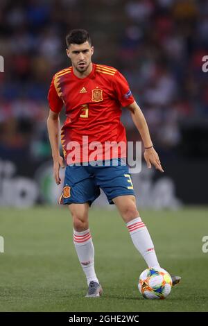 Aaron Caricol di Spagna durante la partita UEFA Under-21 Championship 2019 a Renato Dall'Ara, Bologna. Data foto: 16 giugno 2019. Il credito d'immagine dovrebbe essere: Jonathan Moscrop/Sportimage via PA Images Foto Stock