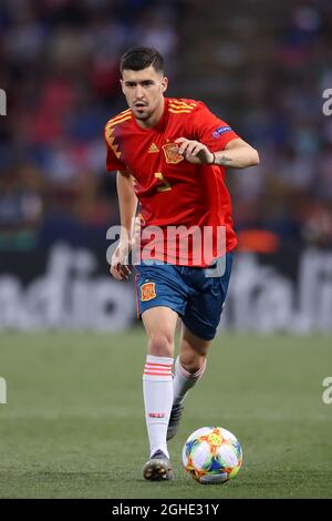 Aaron Caricol di Spagna durante la partita UEFA Under-21 Championship 2019 a Renato Dall'Ara, Bologna. Data foto: 16 giugno 2019. Il credito d'immagine dovrebbe essere: Jonathan Moscrop/Sportimage via PA Images Foto Stock