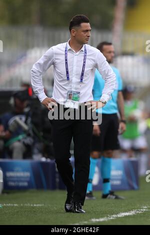 Matei Mirel Radoi manager della Romania durante la partita UEFA Under-21 Championship 2019 a Dino Manuzzi, Cesena. Data foto: 21 giugno 2019. Il credito d'immagine dovrebbe essere: Jonathan Moscrop/Sportimage via PA Images Foto Stock