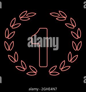 Neon primo posto immagine vettoriale colore rosso stile piatto immagine chiara Illustrazione Vettoriale