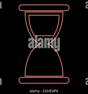 Immagine vettoriale colore rosso clessidra al neon immagine chiara in stile piatto Illustrazione Vettoriale