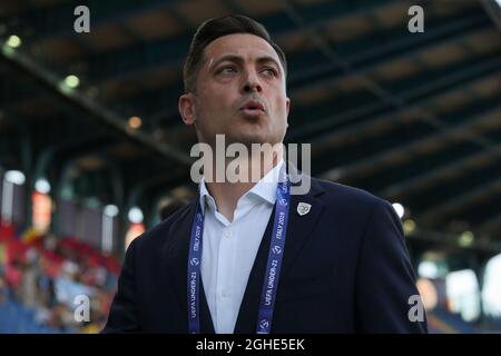 Matei Mirel Radoi manager della Romania durante la partita UEFA Under-21 Championship a Renato Dall'Ara, Bologna. Data foto: 27 giugno 2019. Il credito d'immagine dovrebbe essere: Jonathan Moscrop/Sportimage via PA Images Foto Stock