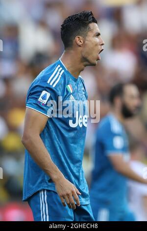 Cristiano Ronaldo della Juventus reagisce con rabbia durante la serie A allo Stadio Ennio Tardini di Parma. Data foto: 24 agosto 2019. Il credito d'immagine dovrebbe essere: Jonathan Moscrop/Sportimage via PA Images Foto Stock