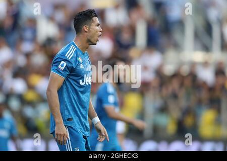 Cristiano Ronaldo della Juventus reagisce con rabbia durante la serie A allo Stadio Ennio Tardini di Parma. Data foto: 24 agosto 2019. Il credito d'immagine dovrebbe essere: Jonathan Moscrop/Sportimage via PA Images Foto Stock