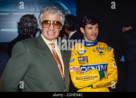 Jean-Paul Belmondo e Paul Belmondo, ritratto durante il lancio di Benetton Ford F1 il 1993 febbraio, a Parigi, Francia - Foto: Eric Vargiolu / DPPI Foto Stock