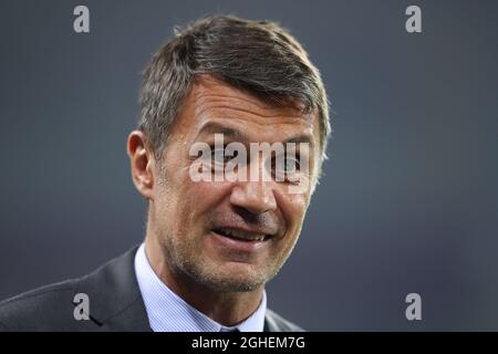 Ex difensore dell'AC Milano e dell'Italia Paolo Maldini durante la serie A allo Stadio Grande Torino. Data foto: 26 settembre 2019. Il credito d'immagine dovrebbe essere: Jonathan Moscrop/Sportimage via PA Images Foto Stock