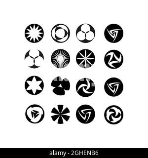 Set di loghi, motivi geometrici, cerchio, vettore 10 Illustrazione Vettoriale