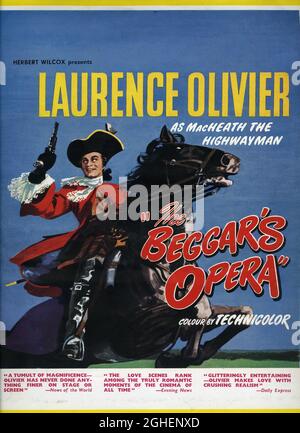 LAURENCE OLIVIER come Capitano MacHeath nel BEGGAR'S OPERA 1953 regista PETER BROOK libretto John Gay scrittori Denis Cannan e Christopher Fry musica Arthur Bliss costume design Georges Wakhevitch Herbert Wilcox Productions / British Lion Film Corporation Foto Stock