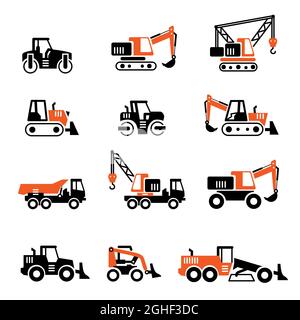 serie di icone speciali del trattore per macchine Illustrazione Vettoriale