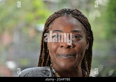 La cantante spagnola nominata per i Latin Grammy Awards 2021 Concha Buika si pone durante una conferenza stampa per promuovere il concerto culturale “Ole México” che sarà condotto dal direttore messicano Alondra de la Parra (non in foto) al ristorante Pueblo Chico il 6 settembre 2021 a Città del Messico, Messico. (Foto di Carlos Tischler / Eyepix Group) Foto Stock