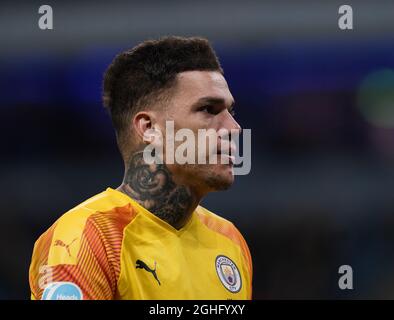 Ederson di Manchester City durante la partita della Premier League all'Etihad Stadium di Manchester. Data foto: 19 febbraio 2020. Il credito dovrebbe essere: Andrew Yates/Sportimage via PA Images Foto Stock