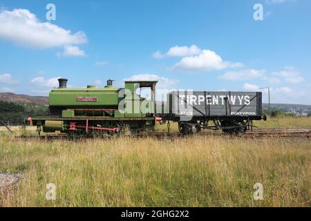 Il Big Pit National Coal Museum ha conservato la locomotiva a vapore Nora n. 5 presso la miniera di carbone e sito patrimonio dell'umanità a Blaenavon Wales UK nel settembre 2021 Foto Stock