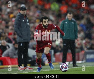 Mohamed Salah di Liverpool in azione durante la partita UEFA Champions League ad Anfield, Liverpool. Data foto: 11 marzo 2020. Il credito dovrebbe essere: Darren Staples/Sportimage via PA Images Foto Stock