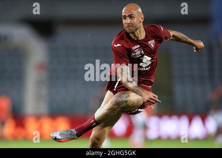 L'attaccante italiano del Torino FC Simone Zaza ha ritratto durante il riscaldamento prima della Serie A allo Stadio Grande Torino, Torino. Data foto: 23 giugno 2020. Il credito d'immagine dovrebbe essere: Jonathan Moscrop/Sportimage via PA Images Foto Stock