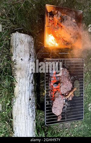 Bistecca su barbecue Foto Stock