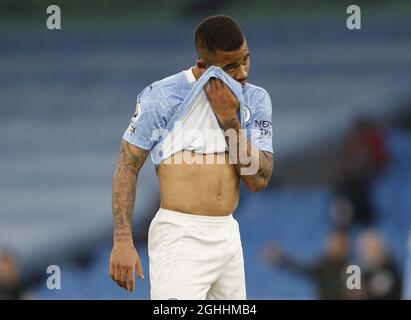 Gabriel Jesus di Manchester City che ha regalato una penalità di primo minuto durante la partita della Premier League all'Etihad Stadium di Manchester. Data foto: 7 marzo 2021. Il credito dovrebbe essere: Darren Staples/Sportimage via PA Images Foto Stock