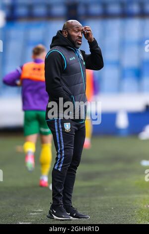 Sheffield Wednesday manager Darren Moore durante la partita del Campionato Sky Bet a Hillsborough, Sheffield. Data foto: 14 marzo 2021. Il credito dovrebbe essere: Barry Coombs/Sportimage via PA Images Foto Stock