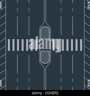 vista della strada dall'alto con un crosswalk bianco Illustrazione Vettoriale