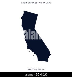 California (USA) Mappa modello di disegno di illustrazione di Stock del vettore. Vettore eps 10. Illustrazione Vettoriale