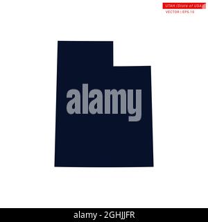 Utah (USA) modello di disegno di illustrazione di stock vettoriale della mappa. Vettore eps 10. Illustrazione Vettoriale