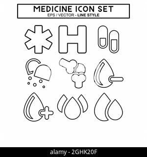 Set Icon Vector of Medicine - stile linea - illustrazione semplice, tratto modificabile, vettore modello disegno, adatto per stampe, poster, pubblicità, ann Illustrazione Vettoriale