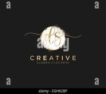 Monogramma di bellezza con logo femminile DS e design elegante con logo, logo scritto a mano della firma iniziale, matrimonio, moda, floreale e botanico con creatività Illustrazione Vettoriale