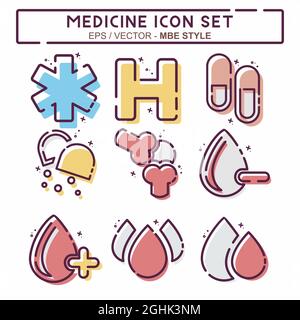 Set Icon Vector of Medicine - MBE Style - Simple Illustration, Editable Stroke, Design template vettoriale, Good for prints, poster, pubblicità, anno Illustrazione Vettoriale