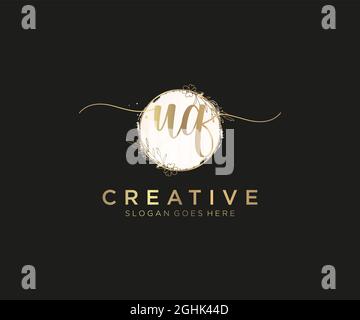 UQ Monogramma di bellezza del logo femminile e design elegante del logo, logo di scrittura a mano della firma iniziale, matrimonio, moda, floreale e botanico con creativo Illustrazione Vettoriale