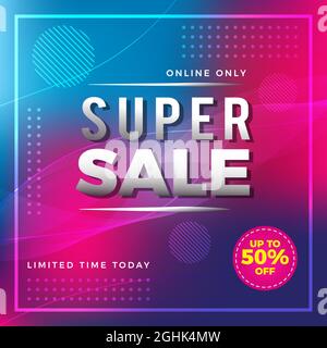 modello di banner per super sale o social media Illustrazione Vettoriale