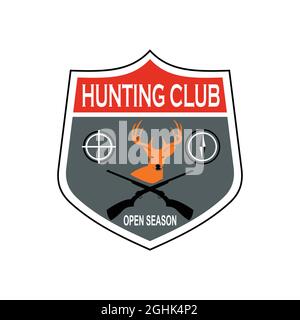 design del logo della stagione di caccia che può essere personalizzato con il nome del club in base alle vostre esigenze Illustrazione Vettoriale