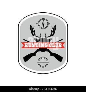 design del logo della stagione di caccia che può essere personalizzato con il nome del club in base alle vostre esigenze Illustrazione Vettoriale