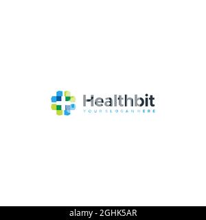 Design moderno del logo Healthbit Health Assistance Illustrazione Vettoriale