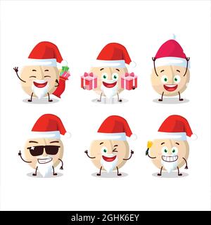 Emoticon di Babbo Natale con personaggio cartoon macadamia. Illustrazione vettoriale Illustrazione Vettoriale