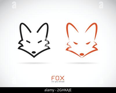 Vettore di un disegno di testa di volpe su uno sfondo bianco. Animali selvatici. Illustrazione vettoriale a livelli facilmente modificabile. Illustrazione Vettoriale