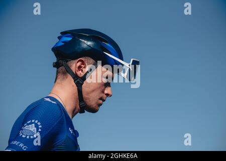 06/09/2021 il Tour della campana AJ della Gran Bretagna 2021. Fase 2 da Sherford a Exeter. Rory Townsend (Canyon dhb Sungod). Foto di Simon Gill. Foto Stock