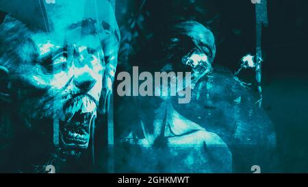 Illustrazione 3d - Horror Zombie con effetti spaventosi Foto Stock