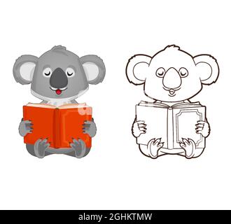 Libro da colorare bambino koala seduto. Pagina da colorare per bambini.  Attività educativa per bambini e bambini con animali carini Immagine e  Vettoriale - Alamy