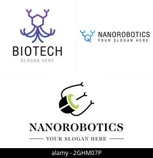 Nanorobotica Biotech Science logo design Illustrazione Vettoriale