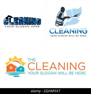 Pulizia manutenzione home service logo design Illustrazione Vettoriale