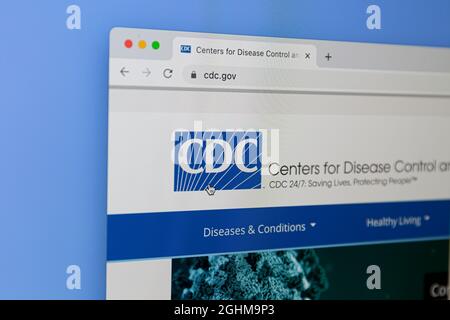 Ostersund, Svezia - 4 maggio 2021: Sito dei Centri per il controllo e la prevenzione delle malattie (CDC). CDC è l'agenzia nazionale per la sanità pubblica degli Stati Uniti Foto Stock
